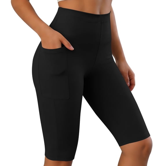 Ahabrexf Womens Yoga Pants With Pockets High Waisted Solid Color Leggings