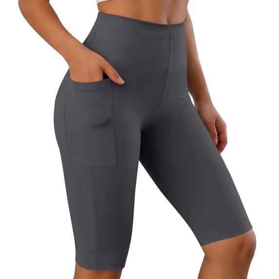 Ahabrexf Womens Yoga Pants With Pockets High Waisted Solid Color Leggings