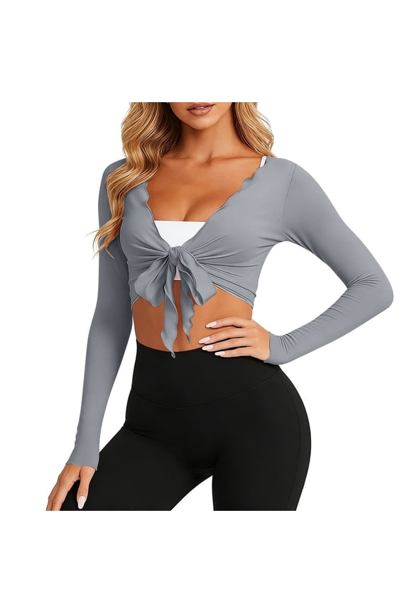 Wrap Tops, Long Sleeve Crop Cardigan for Yoga and Everyday Comfortable Wear