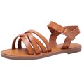 thumbnail image 1 of Ahannie Girls Strappy Sandal,Kids Open-Toe Summer Flat Sandal, 1 of 5