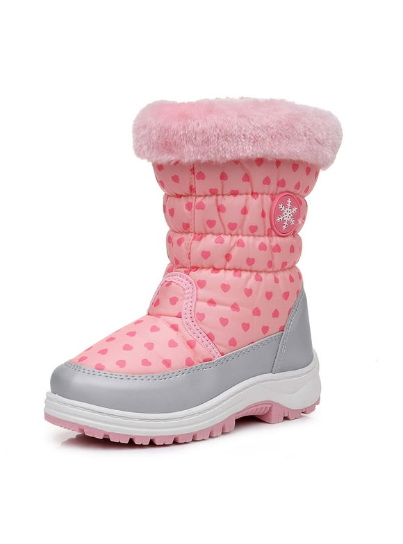 Girls Warm Snow Boots,Kids Outdoor Insulated Winter Boots