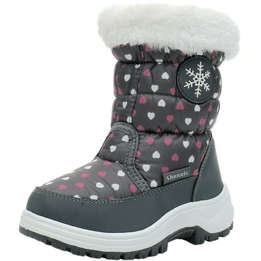 Ahannie Girls Warm Snow Boots,Kids Outdoor Insulated Winter Boots