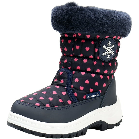 Ahannie Girls Warm Snow Boots,Kids Outdoor Insulated Winter Boots