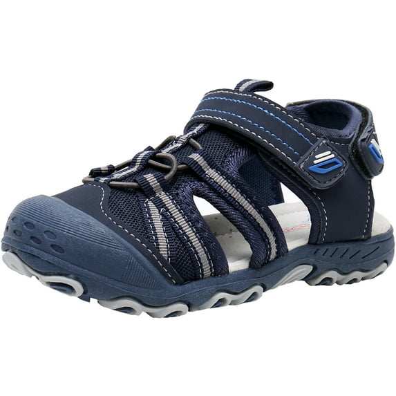 Ahannie Unisex Kids Sandals Comfortable, Closed Toe Hook & Loop Gray, 4