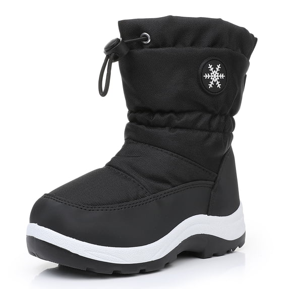 Ahannie Kids Toddler Snow Boots Boys Water Resistant Warm Insulated Side Zipper Winter Boots(Black-13)