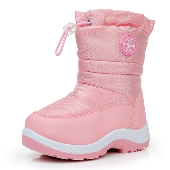 Ahannie Kids Toddler Snow Boots Girls Water Resistant Warm Insulated Side Zipper Winter Boots(Pink-1)