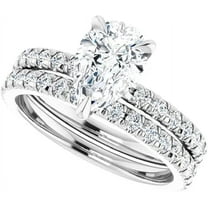 Ahansh Jewels 925 Sterling Silver Pear Cut White Diamond Wedding Engagement Bridal Ring Set 14K White Gold Plated for Women's -6.5