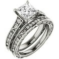 thumbnail image 1 of Ahansh Jewels 925 Sterling Silver Princess Cut White Diamond Wedding Engagement Bridal Ring Set 14K White Gold Plated for Women's -5, 1 of 3