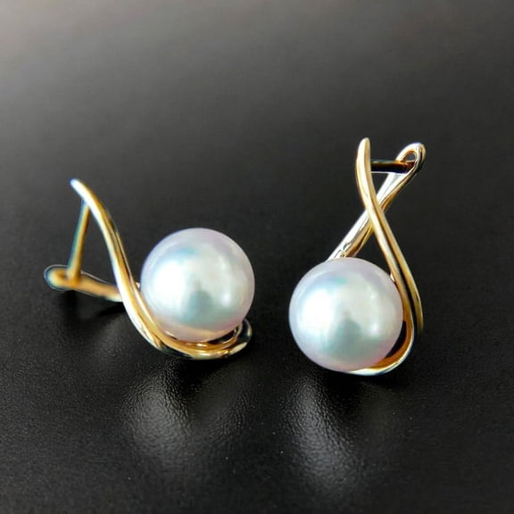 Ahansh Jewels Classic Infinity Fresh Water Sea Pearl Earrings 925 Sterling Stud for Women's