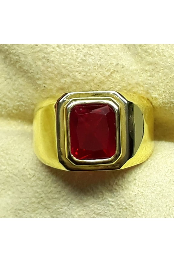 Jewels Emerald Cut Red Ruby Men Ring Gift For Him Wedding & Anniversary 925 Sterling Silver