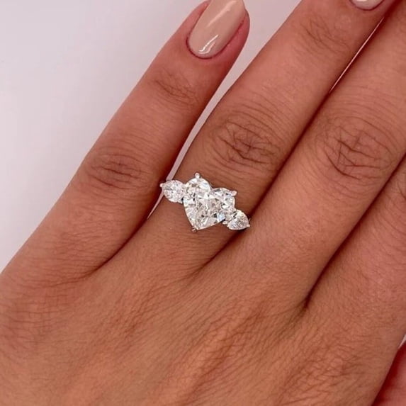 Ahansh Jewels Heart Cut Moissanite Engagement Ring for Women's 925 Serling Silver