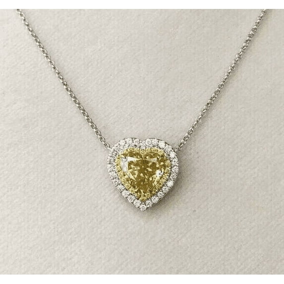 Ahansh Jewels Heart Cut Yellow Citrine Women's Pendent Necklace 925 Sterling Silver