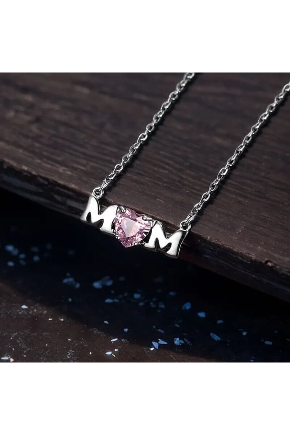 Jewels Heart Pink Sapphire Mother's Day Mom Pendent Necklace 925 Sterling Silver