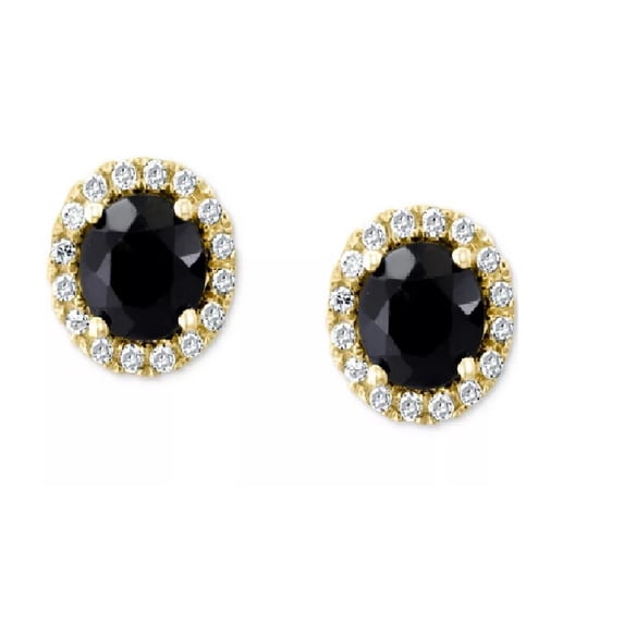 Ahansh Jewels Round Cut Black Onyx Flower Stud Earrings for Women's 925 Sterling Silver