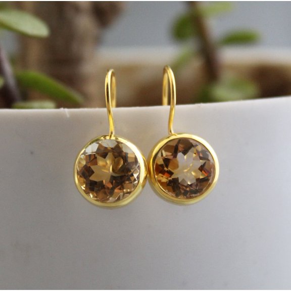 Ahansh Jewels Round Cut Brown Diamond Hook Drop Dangle Earring 925 Sterling Silver