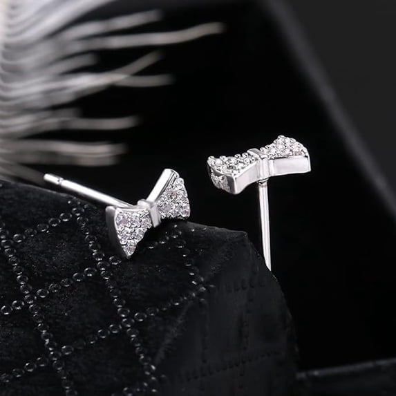 Ahansh Jewels Round Cut Moissanite Bow Stud Earring for Women's 925 Sterling Silver