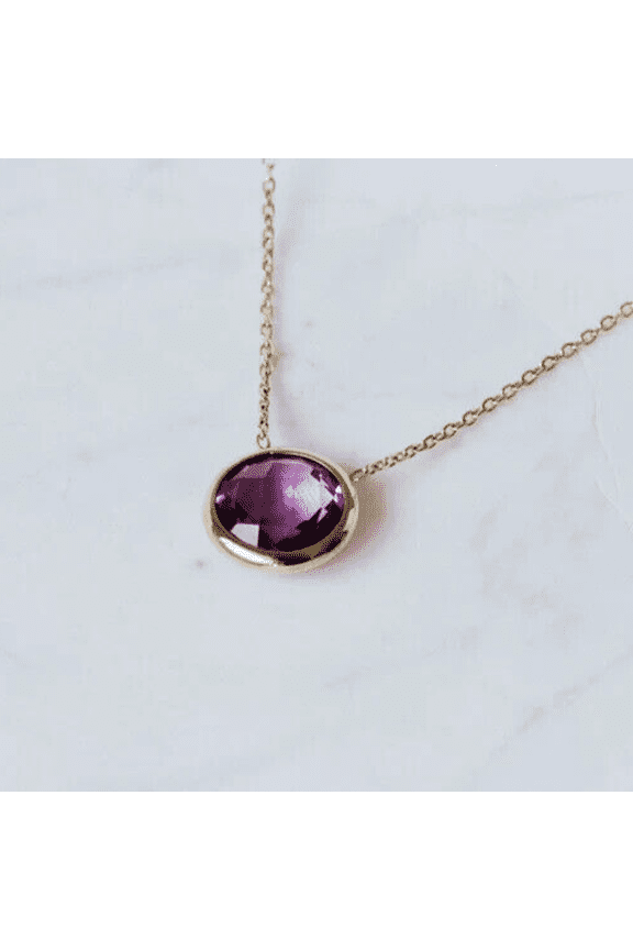 Ahansh Jewels Round Cut Purple Amethyst Necklace Pendant For Women's 925 Sterling Silver