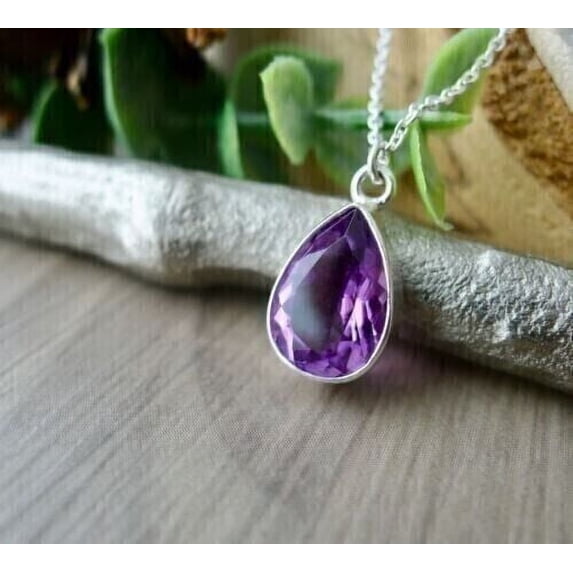 Ahansh Jewels Round Cut Purple Amethyst Women's Pendent Necklace 925 Sterling Silver