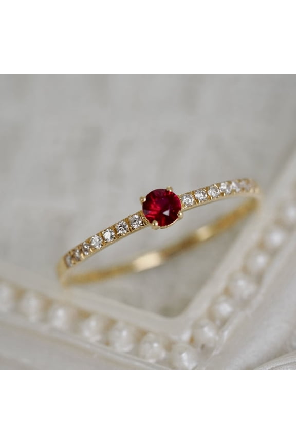 Ahansh Jewels Round Cut Red Ruby Engagement Ring For Women's 925 Sterling Silver