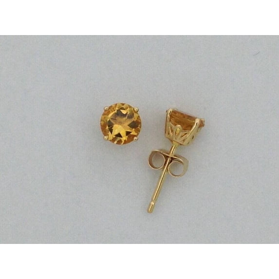 Ahansh Jewels Round Cut Yellow Citrine Stud Earring For Women's 925 Sterling Silver