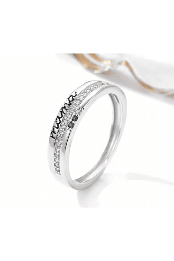 Jewels Round Moissanite Mama Ring for Mother's Day Gift or Daily Wear 925 Sterling Silver