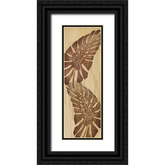Ahava 11x24 Black Ornate Wood Framed with Double Matting Museum Art Print Titled - Tiki Grove I