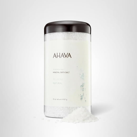 AHAVA Softening Soothing Dead Sea Salt Crystals Bath Salts for Smoother Skin, 32oz
