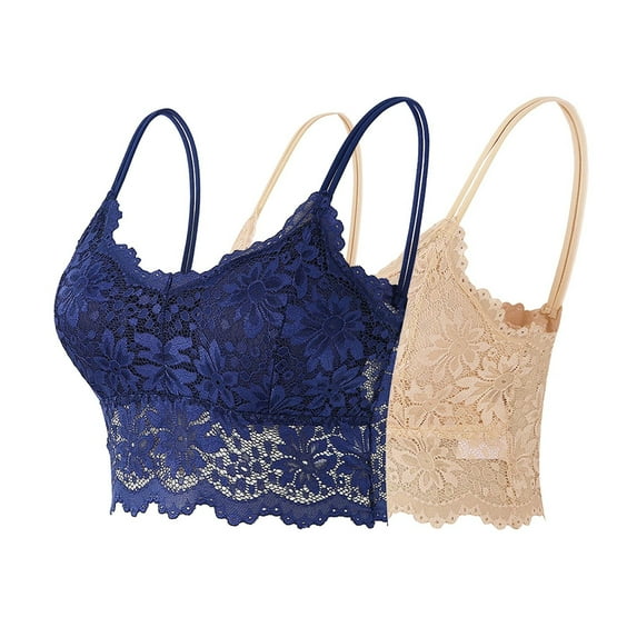Ahdbta 2/3/5 Pack Bralettes for Women Floral Lace Wireless Bra V Neck Racerback Crop Top Adjustable Spaghettic Strap Camisole Bras