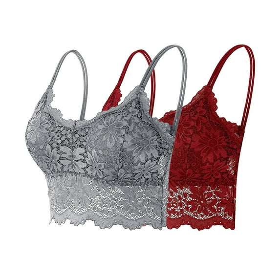 Ahdbta 2/3/5 Pack Bralettes for Women Floral Lace Wireless Bra V Neck Racerback Crop Top Adjustable Spaghettic Strap Camisole Bras