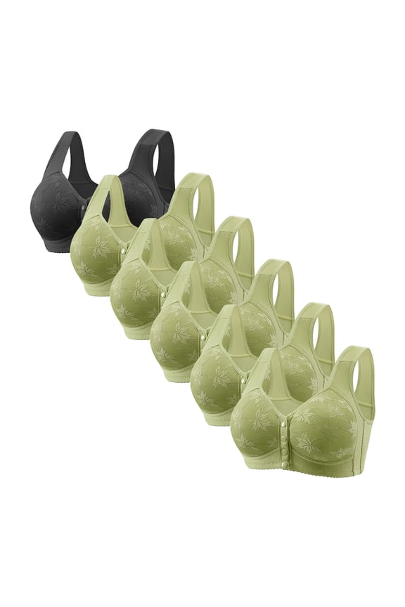 2 Pack/6 Pack Front Snap Bras for Older Women Front Closure Wireless Push Up Bras Full Coverage Wirefree Comfortable Everyday Sleep Bras