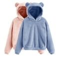 thumbnail image 1 of Ahdbta 2 Pcs Sweatshirts for Kids Cute Teddy Bear Fleece Pullover Tops Solid Color Long Sleeve Casual Warm Thickened Tops, 1 of 4