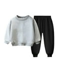 thumbnail image 1 of Ahdbta 2 Piece Joggers Outfits for Toddlers Long Sleeve Crewneck Sweatshirts Harem Sweatpants Fall Winter Solid Sweatsuit Sets, 1 of 4