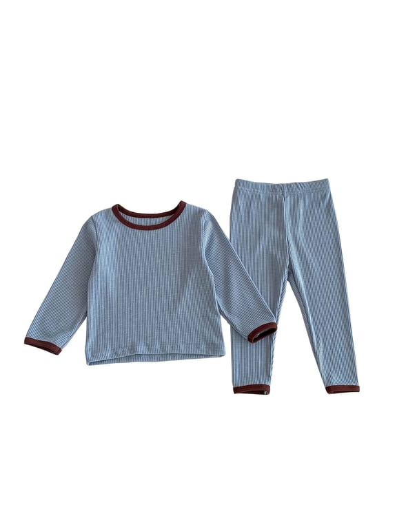 2 Piece Match Sets for Boys Girls Color Block Long Sleeve Crewneck Tops and High Waisted Pants Comfy Lougewear Outfits