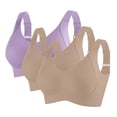thumbnail image 1 of Ahdbta 3 Pack Women's Push Up Adjustable Wireless Bra Ribbed Seamless Full Support Sports Bras Cozy Breathable Bralettes, 1 of 8