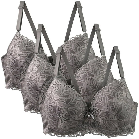 Ahdbta 3 Pack Womens Underwire Bras Floral Lace Everyday Bras Plus Size Push Up Full Coverage Bralettes Supportive T Shirt Bra