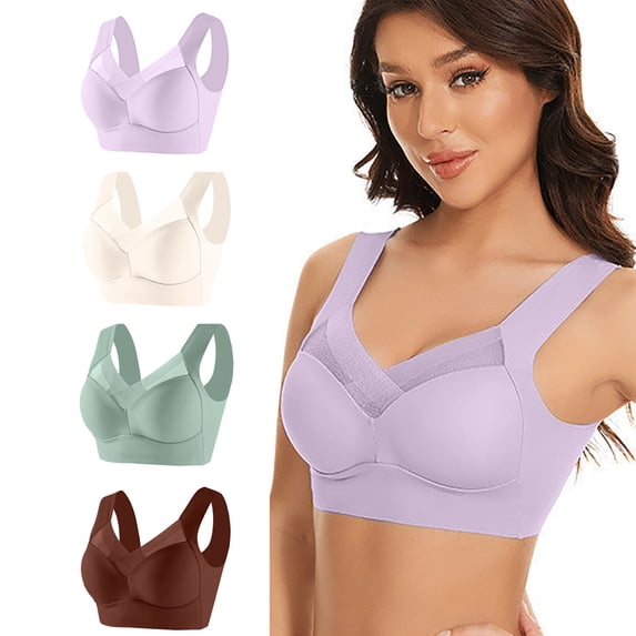Ahdbta 4 Pack/5 Pack Womens Comfort Lightweight Wireless Bras Posture Correcting Bra Plus Size Full Coverage Soft Everyday Bra