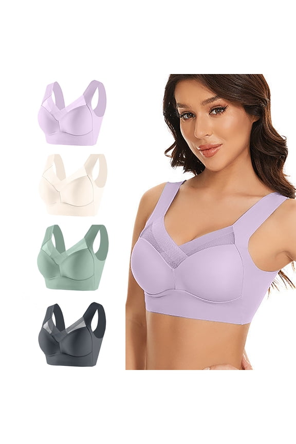 4 Pack/5 Pack Womens Comfort Lightweight Wireless Bras Posture Correcting Bra Plus Size Full Coverage Soft Everyday Bra