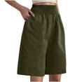 thumbnail image 1 of Ahdbta Bermuda Shorts for Women Knee Length Elastic High Waisted Wide Leg Linen Crop Pants Summer Dressy Casual Shorts, 1 of 7