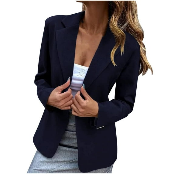 Ahdbta Blazers Jackets for Women Slim Fitted Long Sleeve Notch Lapel Coats Dressy Casual Solid Color Business Office Outerwears