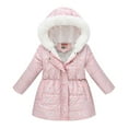 thumbnail image 1 of Ahdbta Boys Girls Puffer Jackets Elastic Waisted Button Zipper Warm Padded Coats Windproof Printed Hooded Outwears with Pockets, 1 of 8