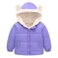 thumbnail image 1 of Ahdbta Boys Girls Quilted Jackets Solid Color Cute Ears Hooded Outwearts with Pockets Fleece Lined Warm Winter Zip Up Coats, 1 of 8