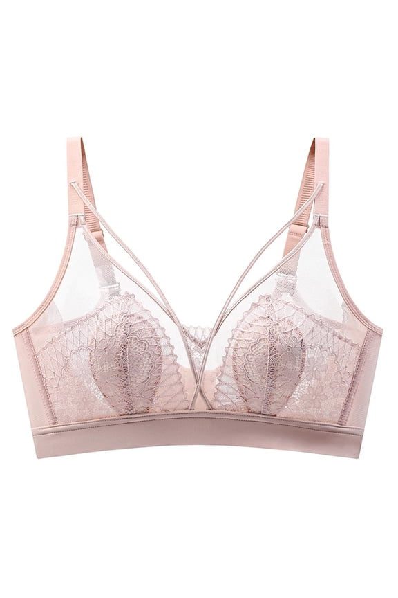 Bralettes for Women Lace Racerback Bras V Mesh Wireless Unlined Bralette Sramless Soft Comfy Push Up Everyday Bra