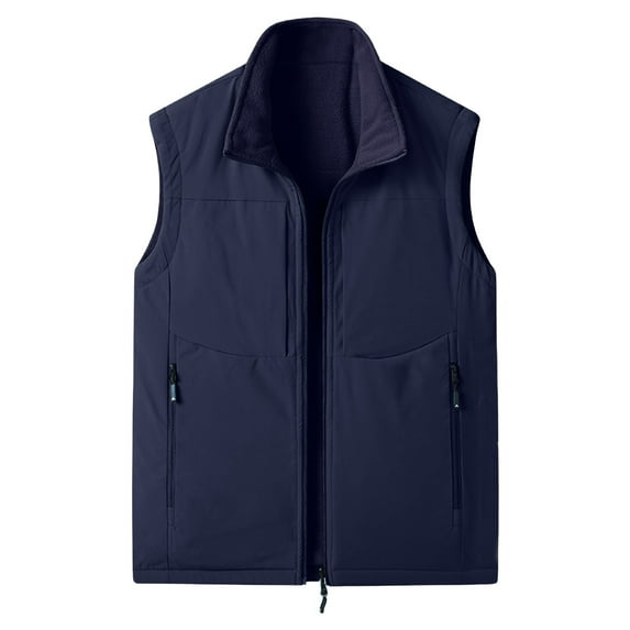 Ahdbta Cargo Vests for Men Fleece Lined Warm Winter Sleeveless Jackets Zip Up Stand Collar Outdoor Hiking Golf Vest with Pockets