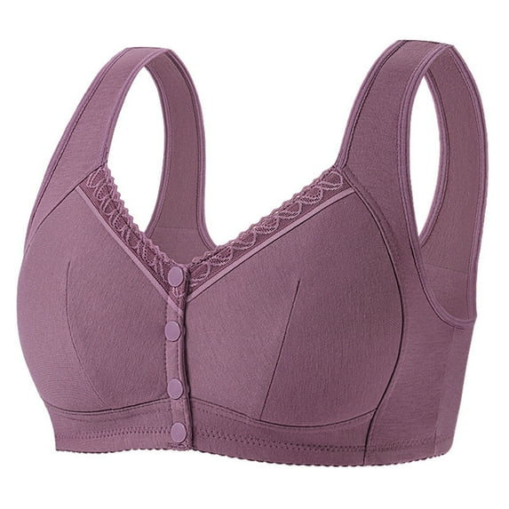 Ahdbta Daisy Bra Front Snaps Seniors Bra for Women Plus Size Full-Coverage Wirefree Bralettes Comfortable Easy Close Sports Bras