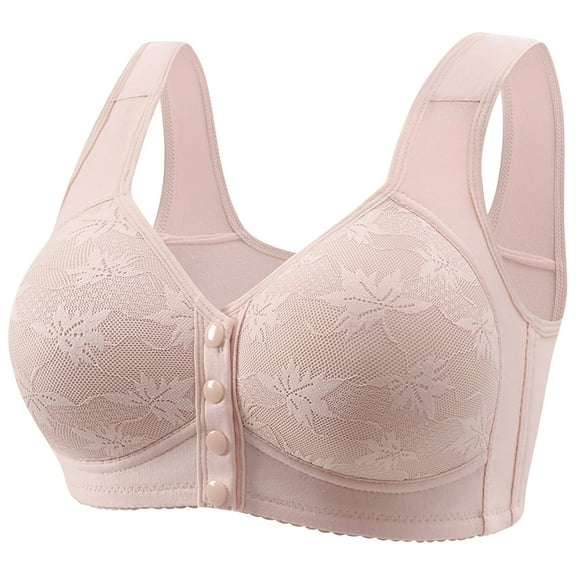 Ahdbta Daisy Bra Front Snaps Seniors Bra for Women Plus Size Full-Coverage Wirefree Bralettes Comfortable Easy Close Sports Bras