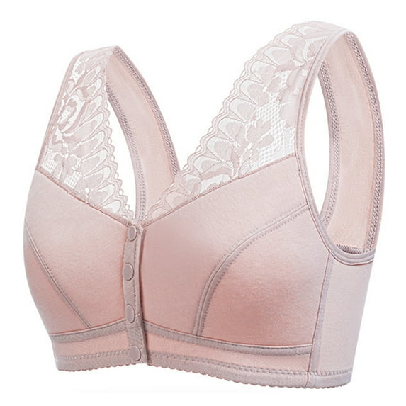 Ahdbta Daisy Front Snap Bras For Older Women Wirefree Front Button Closure Full Coverage Everyday Bra Comfortable Easy Close Sports Bras