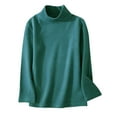 thumbnail image 1 of Ahdbta Girls Boys Fleece Tops Comfort Loose Turtleneck Long Sleeve Tshirts Fall Winter Solid Color Thermal Base T Shirts, 1 of 4