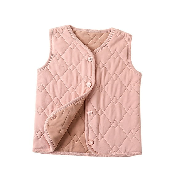 Ahdbta Girls Boys Puffer Vests Button Down Solid Color Sleeveless Jackets Fall Winter Warm Thickened Casual Outerwears