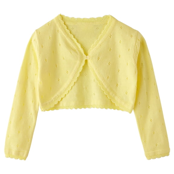 Ahdbta Girls Open Front Cardigans Bolero Shrug Long Sleeve Knitted Cropped Coats Button Down Thin Solid Color Sweaters Jackets