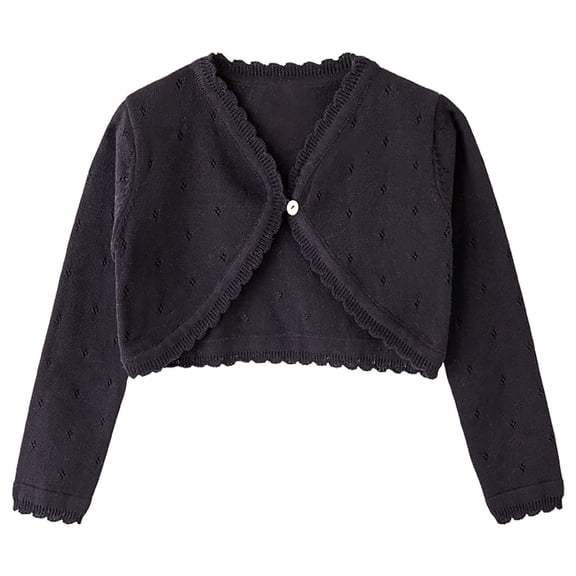 Ahdbta Girls Open Front Cardigans Bolero Shrug Long Sleeve Knitted Cropped Coats Button Down Thin Solid Color Sweaters Jackets